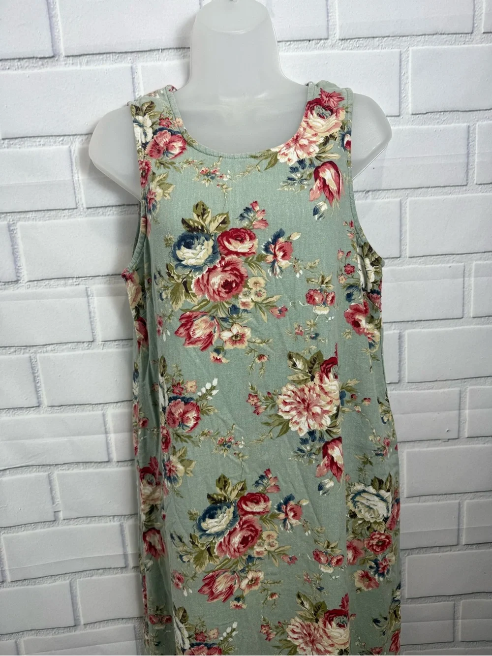 Floral Maxi Dress Sleeveless Side Slit romantic bohemian Cottagecore Boho Size L